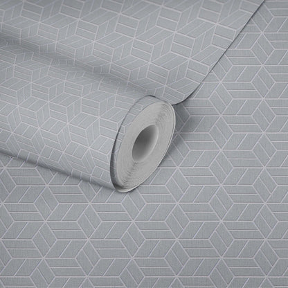 Abstract Allure - Geometric Metallic Wallpaper - Grey
