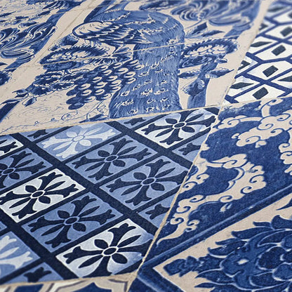 Delft Heritage - Moroccan Wallpaper - Blue/Cream