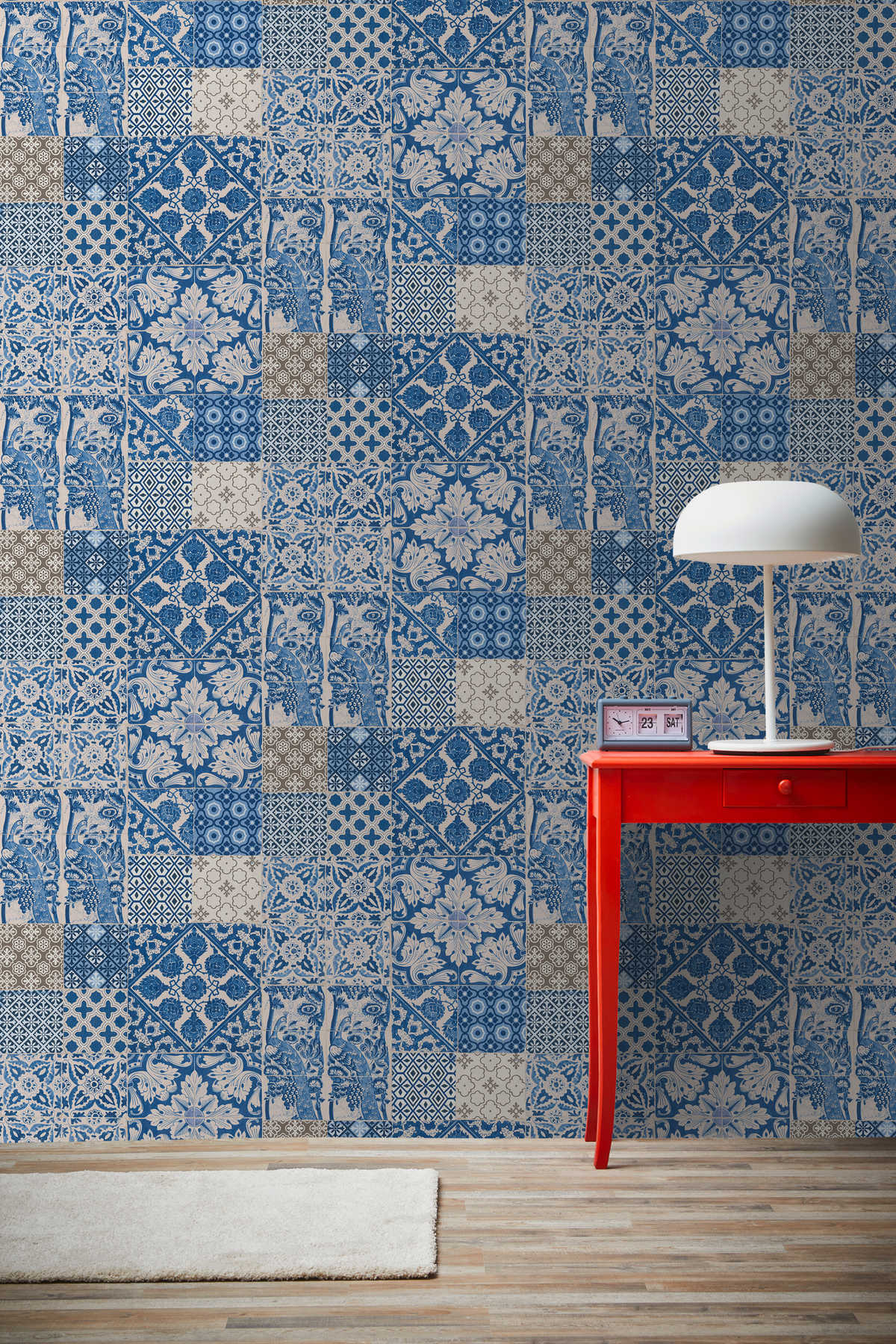 Delft Heritage - Moroccan Wallpaper - Blue/Cream