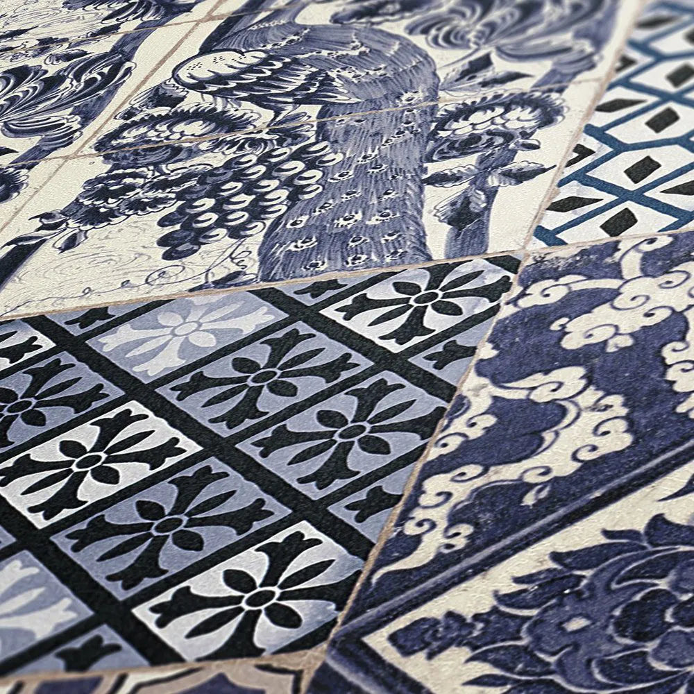 Delft Heritage - Moroccan Wallpaper - Blue/Beige