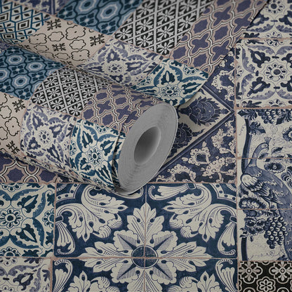 Delft Heritage - Moroccan Wallpaper - Blue/Beige