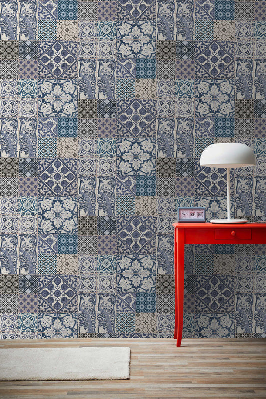 Delft Heritage - Moroccan Wallpaper - Blue/Beige