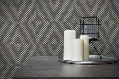 Metropolitan Grid - Abstract Vinyl Wallpaper - Grey