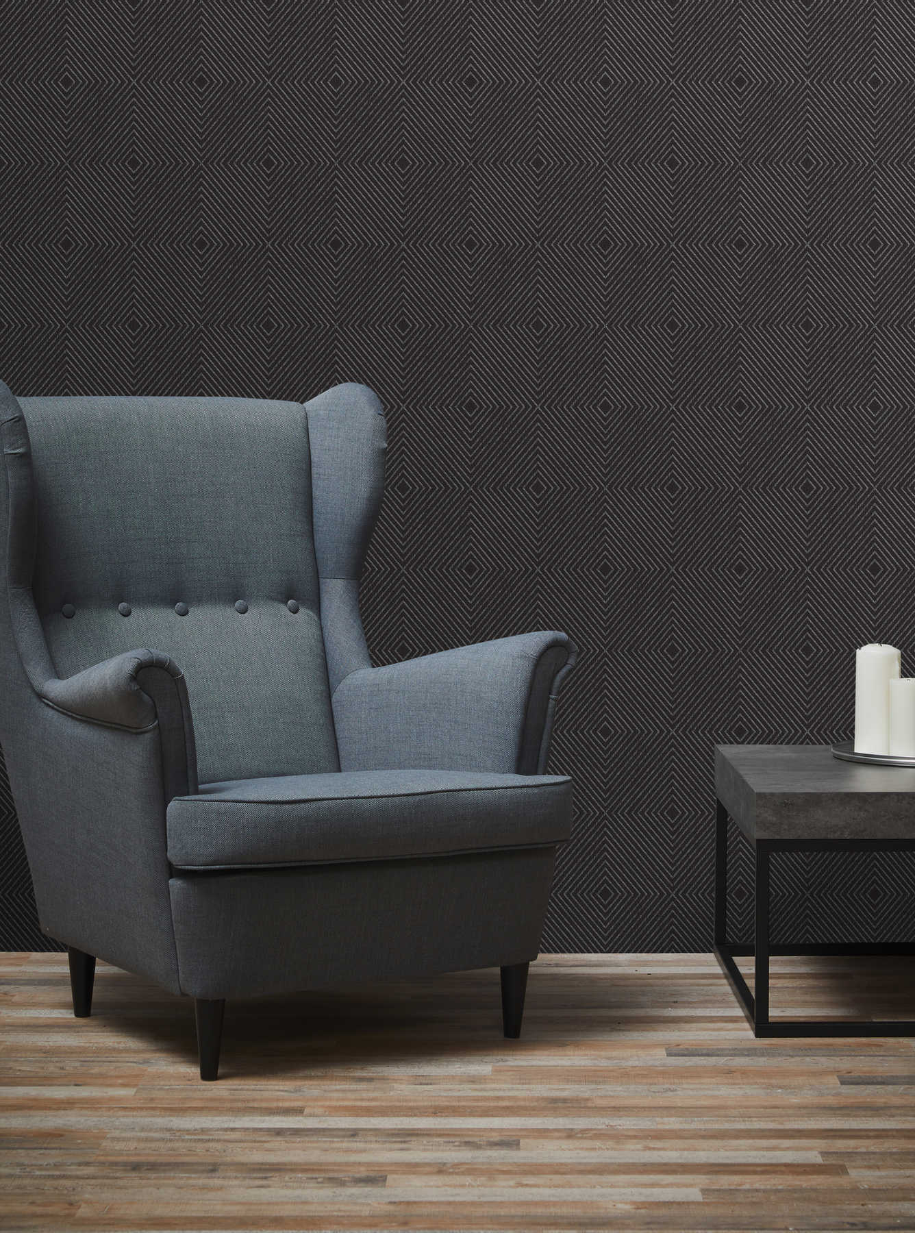 Metropolitan Grid - Abstract Vinyl Wallpaper - Black - Discontinuing