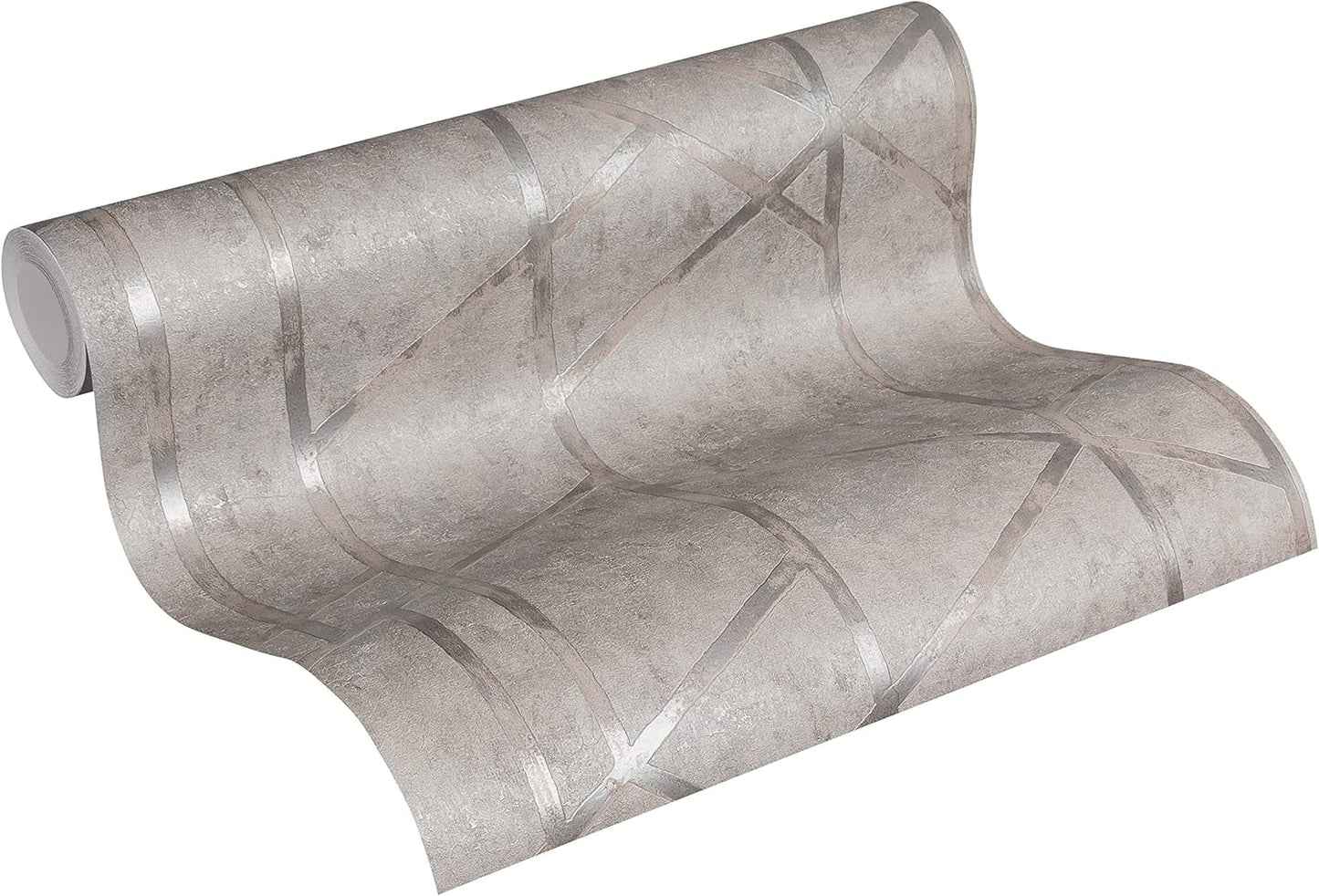 Geo Concrete Wallpaper - Grey Metallic - Discontinuing