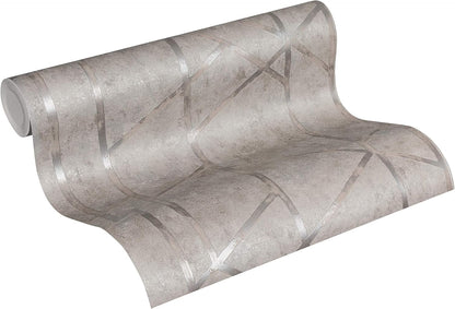 Geo Concrete Wallpaper - Grey Metallic - Discontinuing