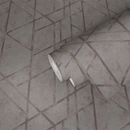 Geo Concrete Wallpaper - Grey Metallic - Discontinuing