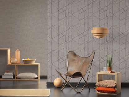 Geo Concrete Wallpaper - Grey Metallic - Discontinuing