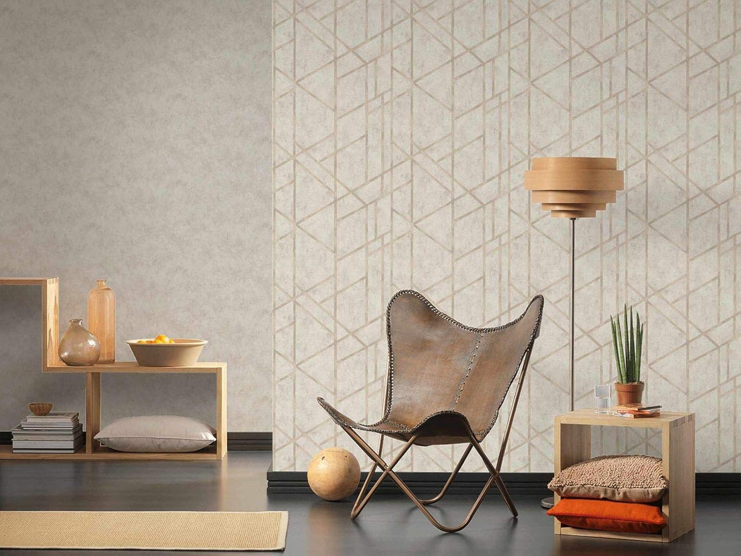 Geo Concrete Wallpaper - Cream Metallic
