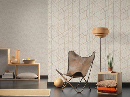 Geo Concrete Wallpaper - Cream Metallic