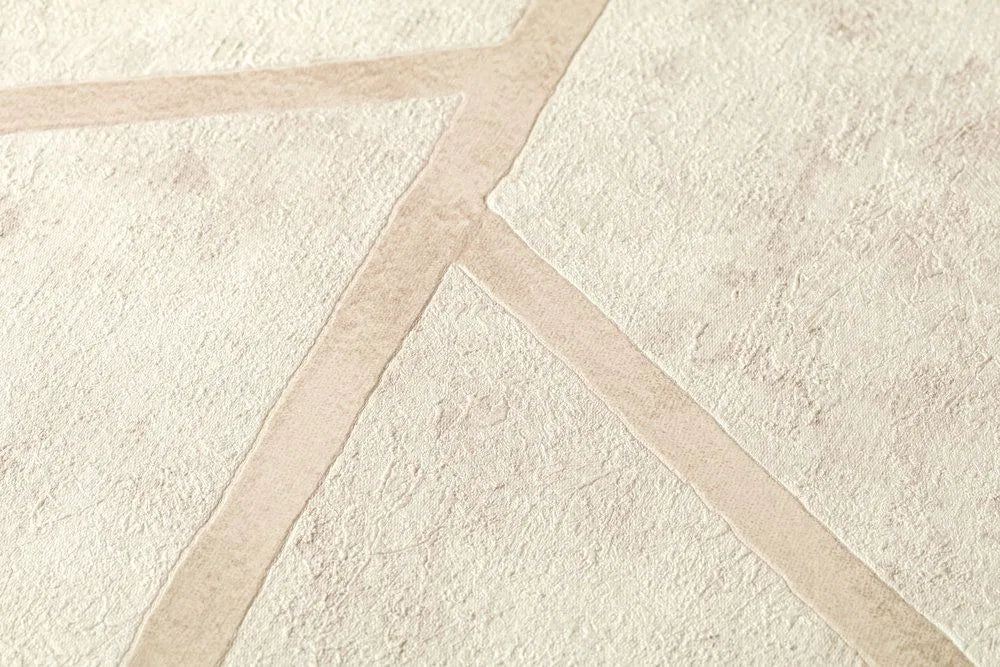 Geo Concrete Wallpaper - Cream Metallic