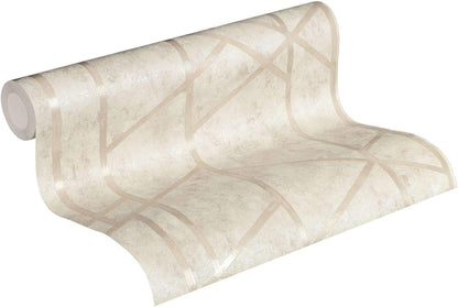 Geo Concrete Wallpaper - Cream Metallic