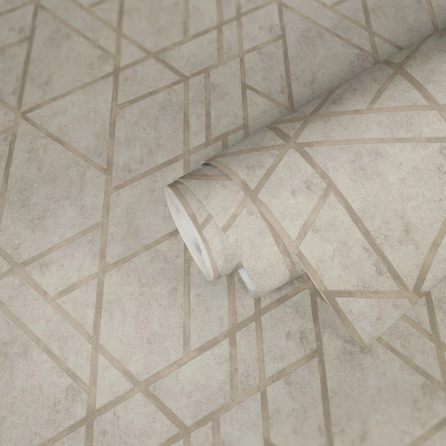 Geo Concrete Wallpaper - Cream Metallic