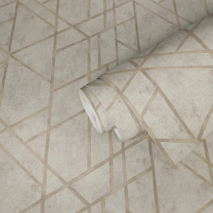 Geo Concrete Wallpaper - Cream Metallic