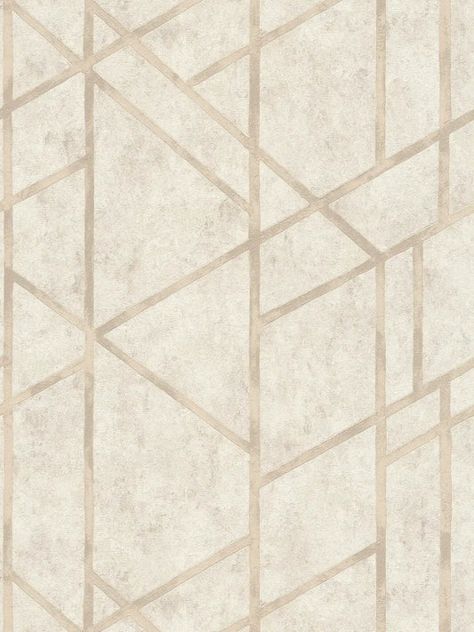 Geo Concrete Wallpaper - Cream Metallic
