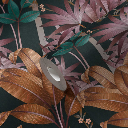 Graphic Palms Wallpaper - Black