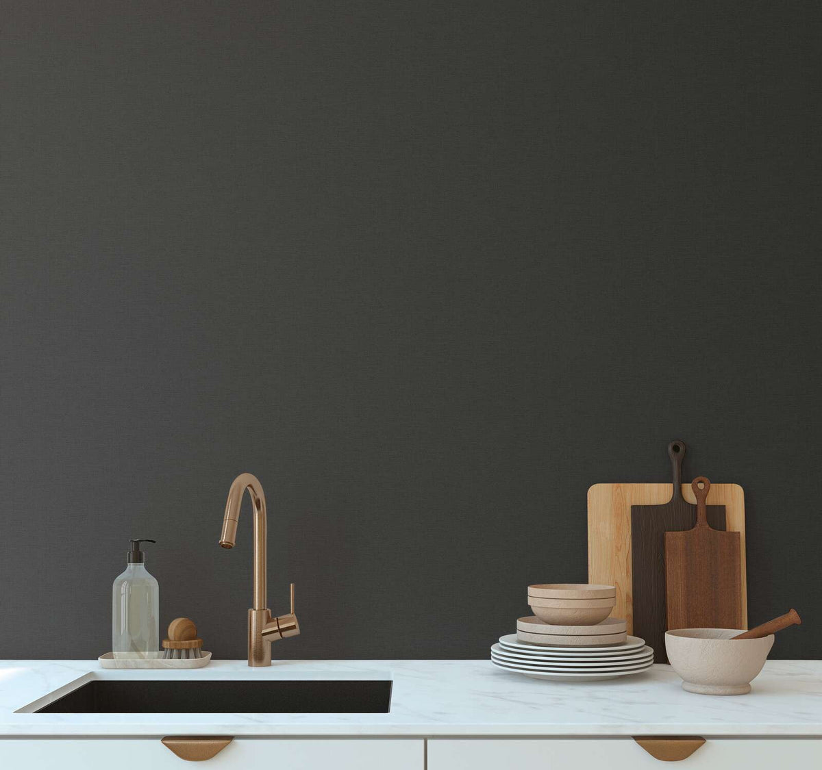Retro Plain Chic Wallpaper - Black