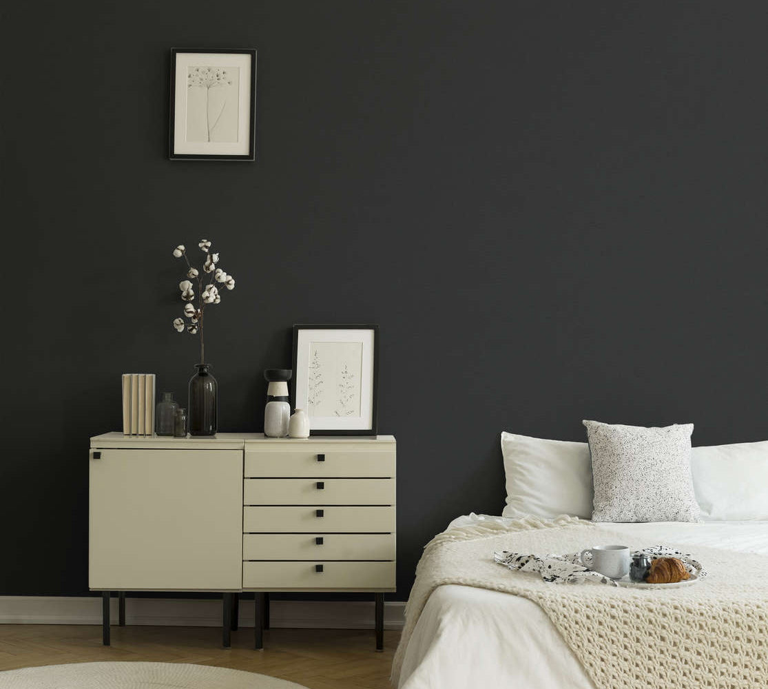 Retro Plain Chic Wallpaper - Black