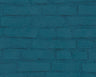 Vintage House Brick Wallpaper - Teal Blue