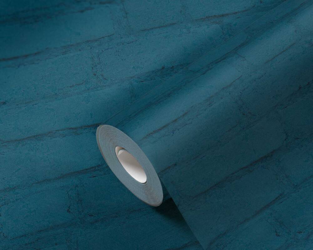 Vintage House Brick Wallpaper - Teal Blue