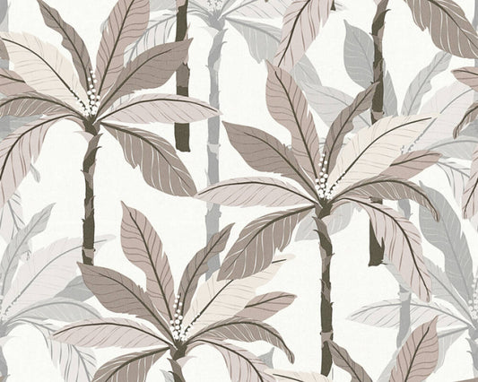 Palm Shadow Vinyl Wallpaper - Beige/Grey - Last 12 Rolls