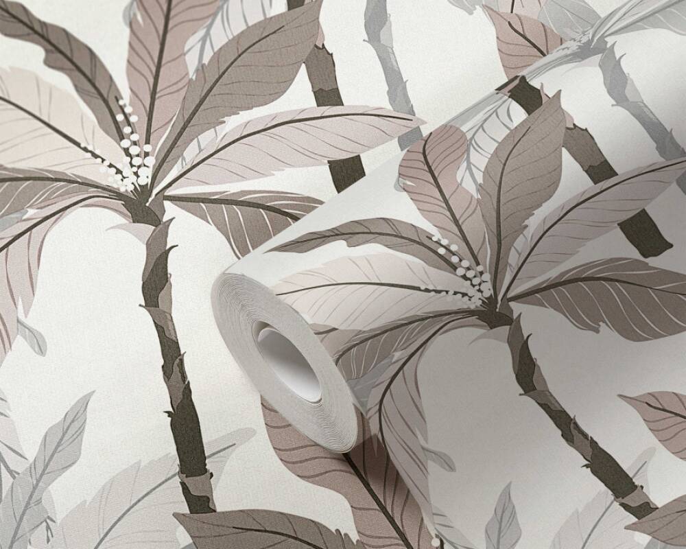 Palm Shadow Vinyl Wallpaper - Beige/Grey - Last 12 Rolls