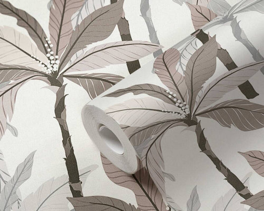 Palm Shadow Vinyl Wallpaper - Beige/Grey - Last 12 Rolls