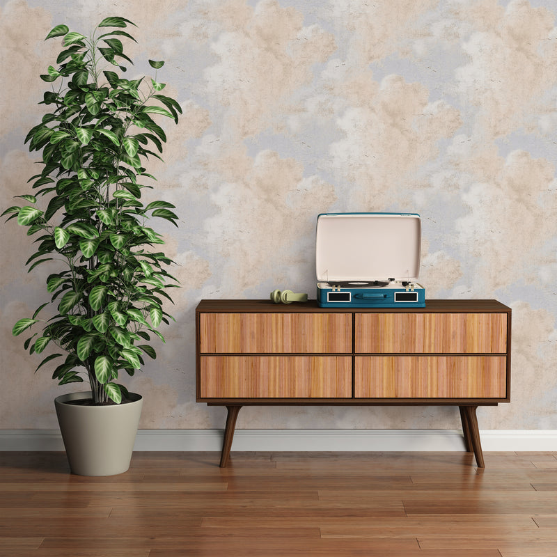 Fresco Clouds Wallpaper - Creme/Grey