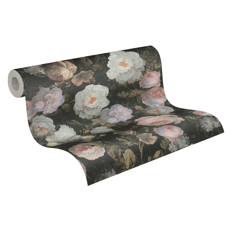 Oil painting Bouquet Floral Wallpaper - Pink & White