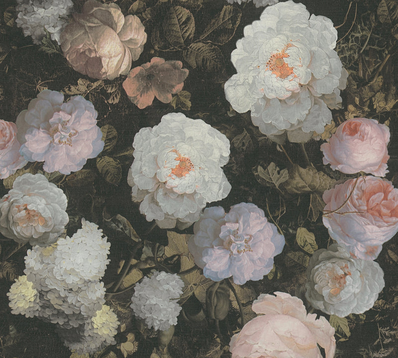 Oil painting Bouquet Floral Wallpaper - Pink & White