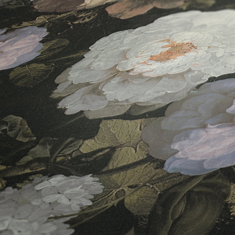 Oil painting Bouquet Floral Wallpaper - Pink & White