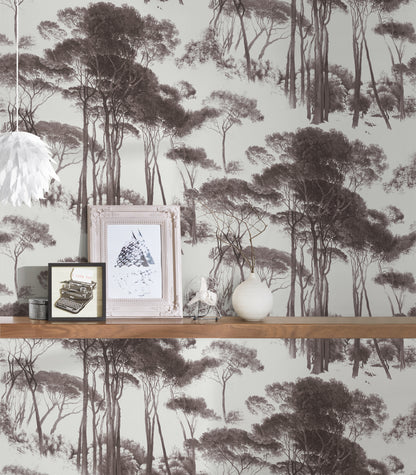 Tree Tops Wallpaper - Black/Brown - Last Roll