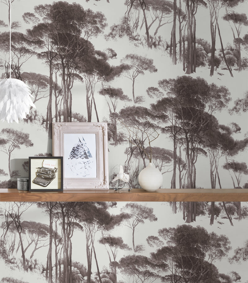 Tree Tops Wallpaper - Black/White