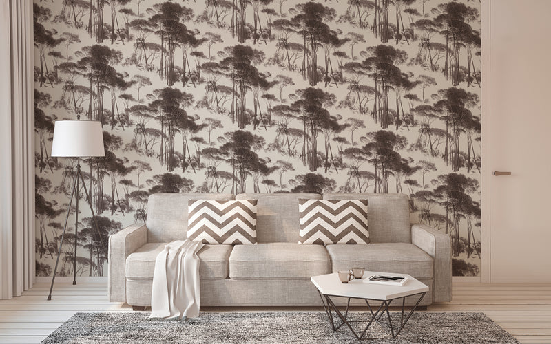 Tree Tops Wallpaper - Black/White