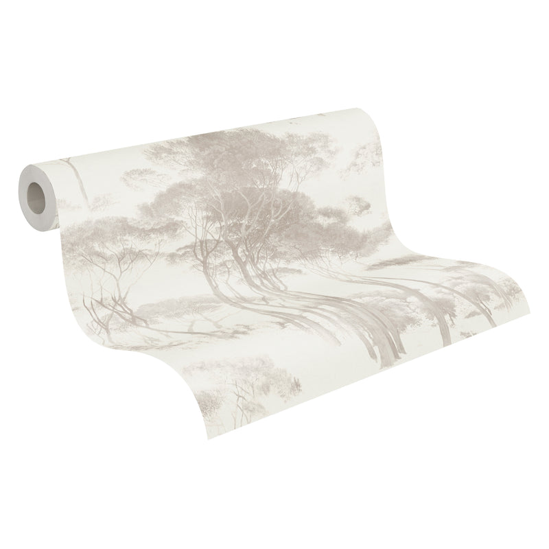 Tree Tops Wallpaper - Brown/White