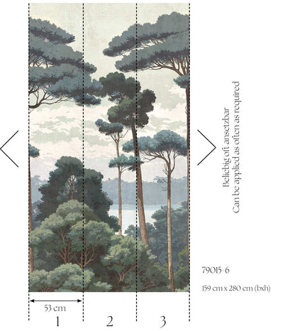 The Wall 4 - Hybrid Wallpaper Mural - Hot Spots - Blue Forest