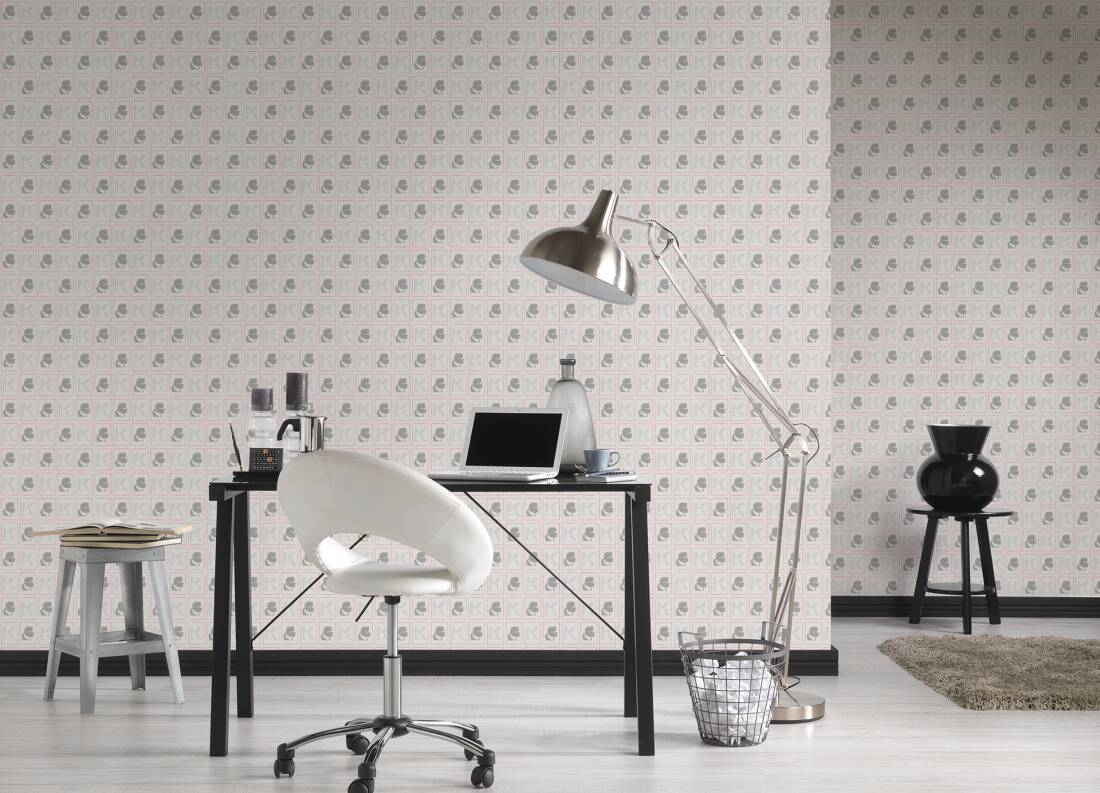 Cameo Wallpaper Heavy Weight Wallpaper - Gray/Red