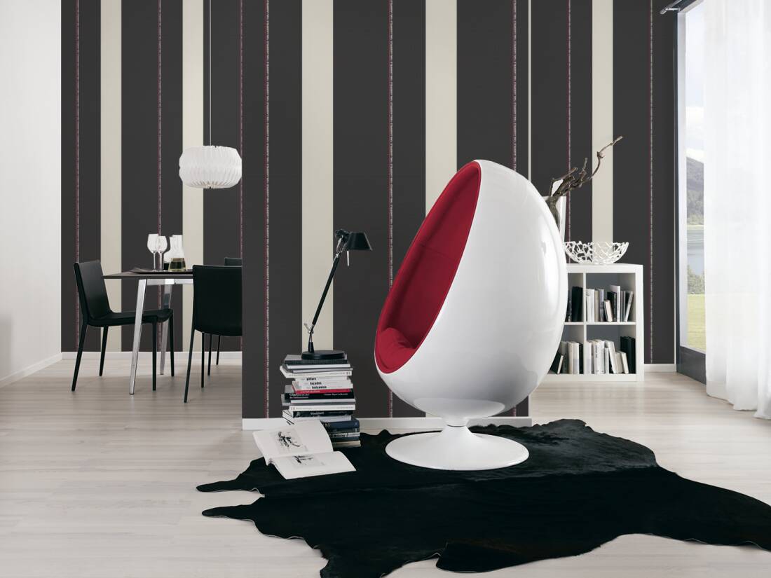 Rock Chic Stripes - Heavy Weight Wallpaper - Black