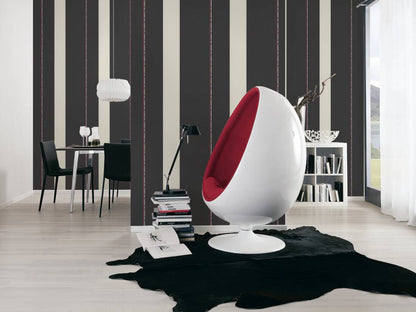 Rock Chic Stripes - Heavy Weight Wallpaper - Black