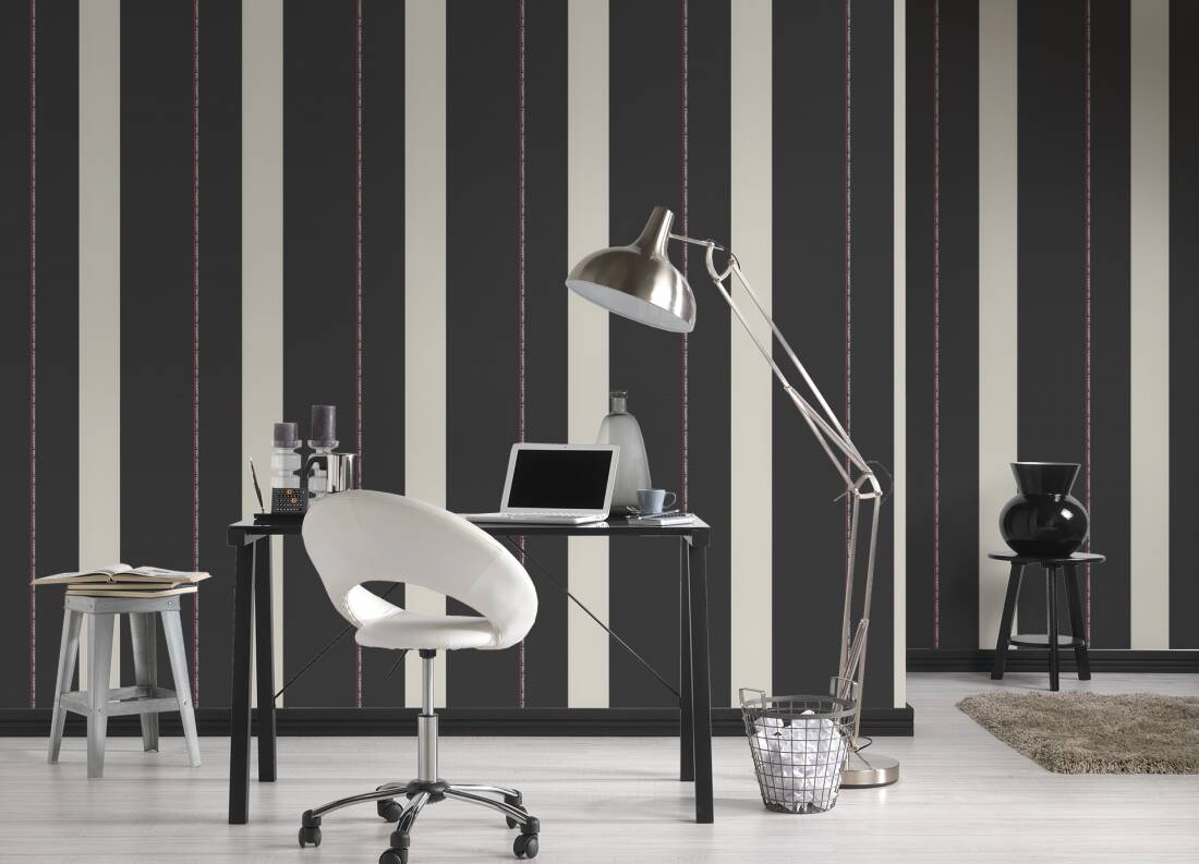 Rock Chic Stripes - Heavy Weight Wallpaper - Black