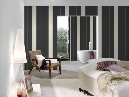 Rock Chic Stripes - Heavy Weight Wallpaper - Black