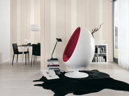 Rock Chic Stripes - Heavy Weight Wallpaper - Red/White