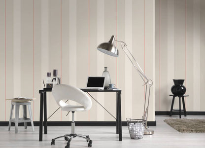 Rock Chic Stripes - Heavy Weight Wallpaper - Red/White