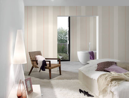 Rock Chic Stripes - Heavy Weight Wallpaper - Red/White