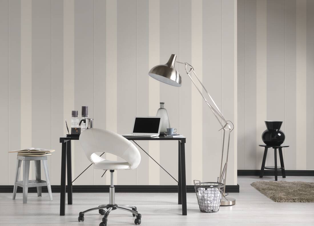 Rock Chic Stripes Heavy Weight - Designer Wallpaper - Light Grey