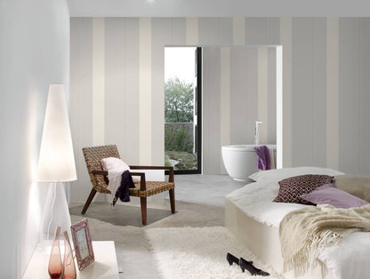 Rock Chic Stripes Heavy Weight - Designer Wallpaper - Light Grey