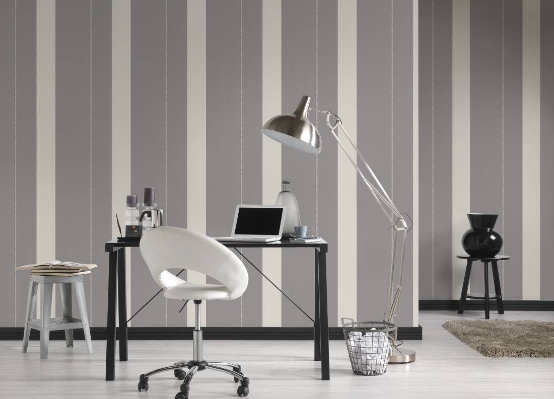 Rock Chic Stripes Heavy Weight Wallpaper - Dark Grey