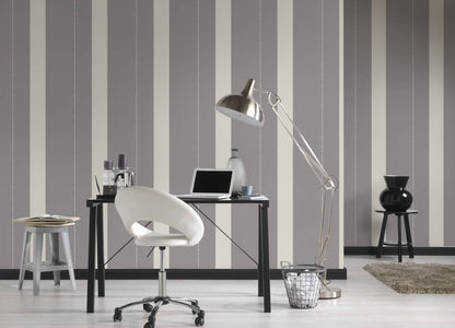 Rock Chic Stripes Heavy Weight Wallpaper - Dark Grey