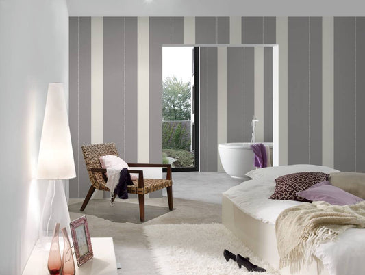 Rock Chic Stripes Heavy Weight Wallpaper - Dark Grey
