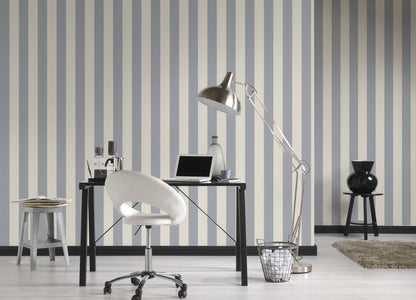 Timeless Stripes Heavy Weight Vinyl Wallpaper - Grey